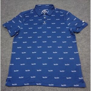 Burlebo Polo Shirt Mens M Blue Rad Dad Print Golf Performance Stretch Tagless